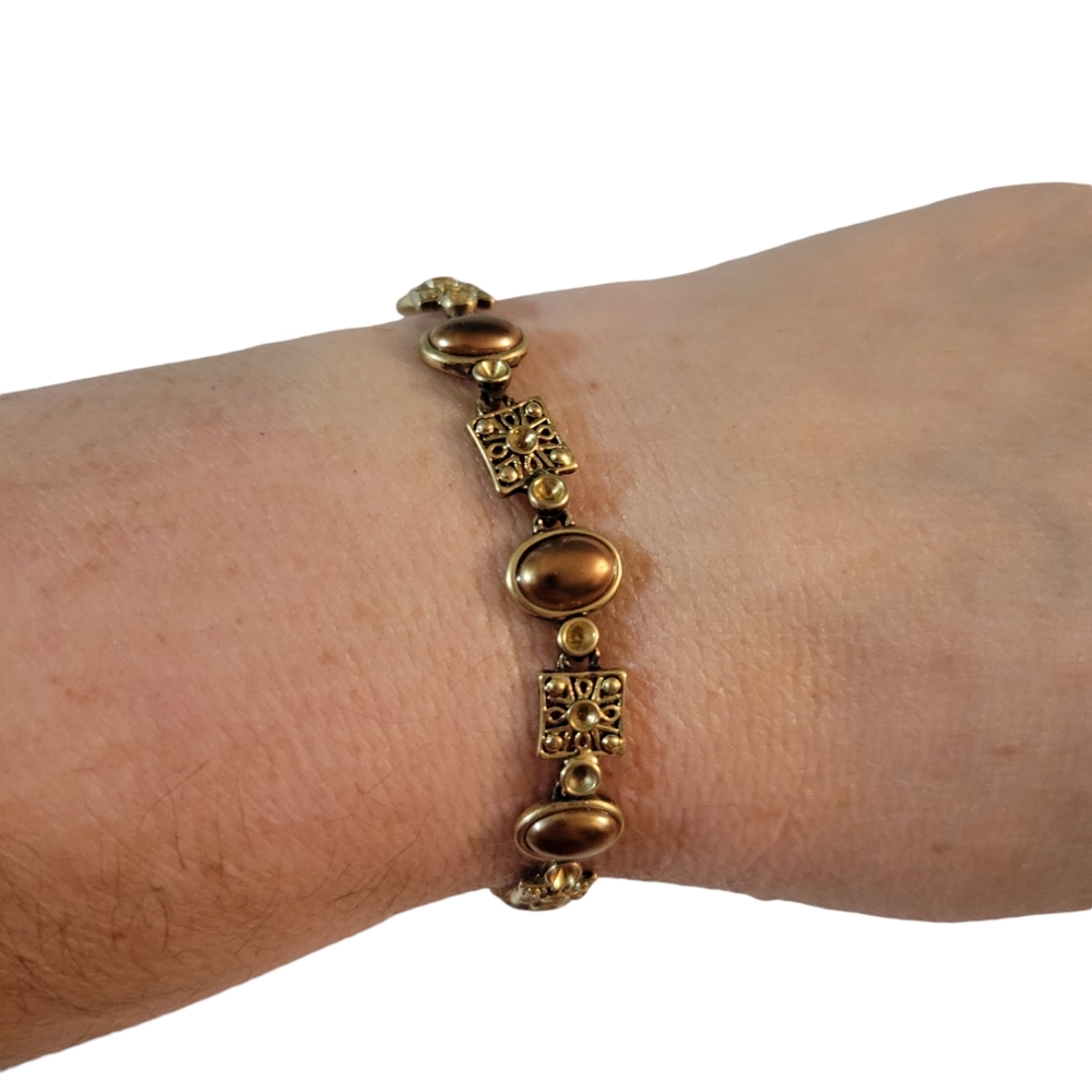 Goldtone Bronze Linked Bracelet